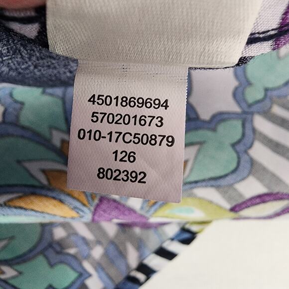 Chicos No-Iron Women Button Shirt Cotton Floral Geometric Long Tab Sleeve Medium - Picture 12 of 13